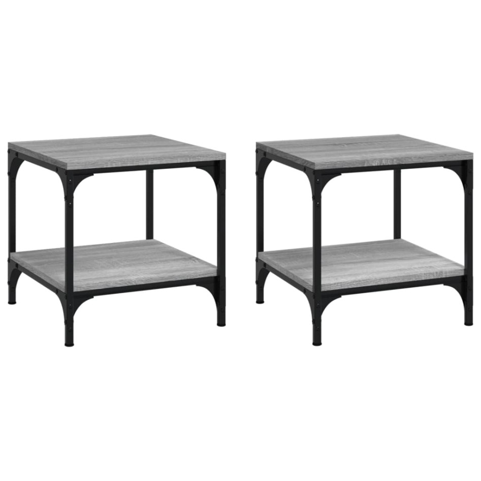 Mesas auxiliares 2 uds contrachapada gris Sonoma 40x40x40