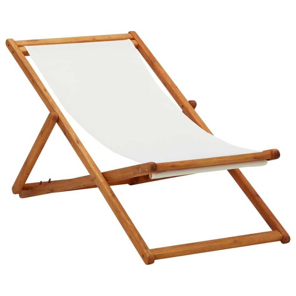 Silla de playa plegable madera maciza de eucalipto y tela