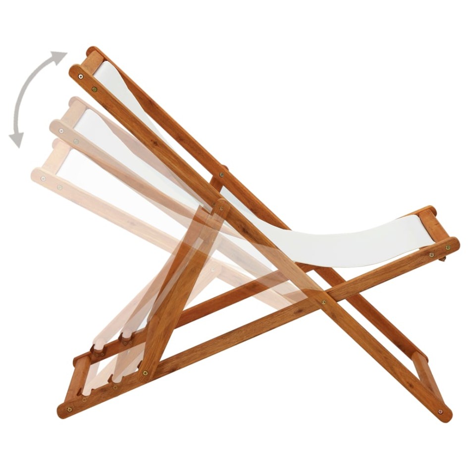 Silla de playa plegable madera maciza de eucalipto y tela