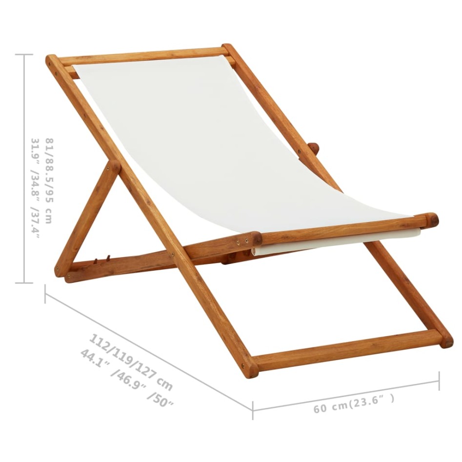 Silla de playa plegable madera maciza de eucalipto y tela