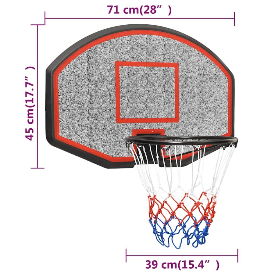 Tablero de baloncesto polietileno negro 71x45x2