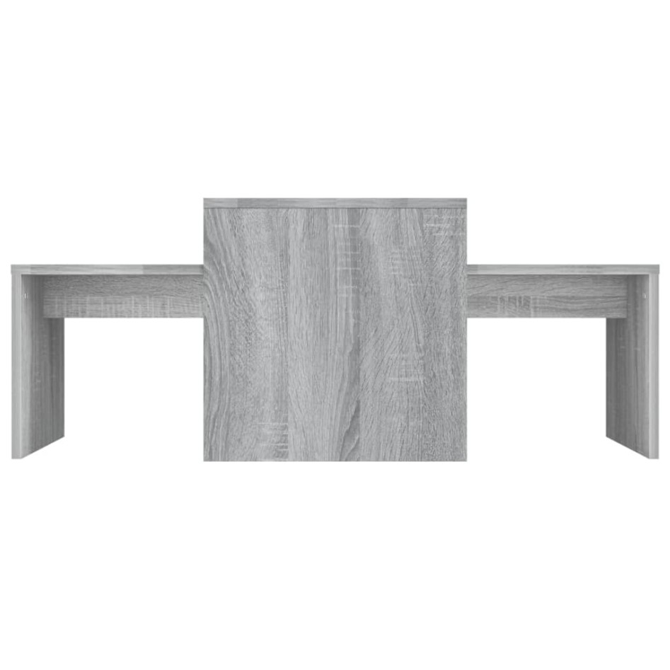Set mesa de centro madera de ingeniería gris Sonoma