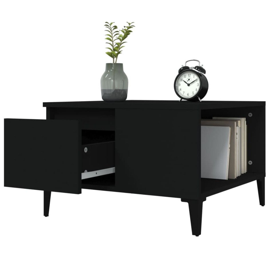 Mesa de centro madera contrachapada negro 55x55x36,5