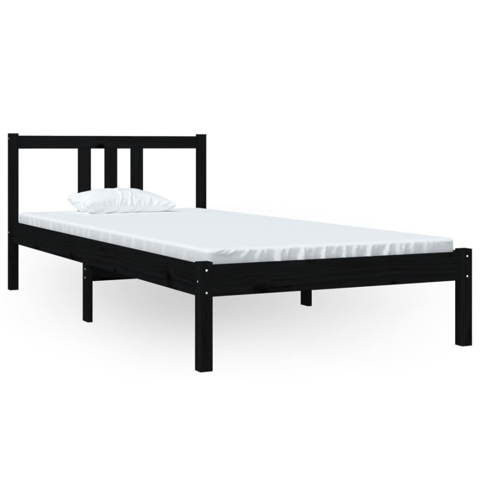 Estructura de cama sin colchón madera maciza negro 90x200
