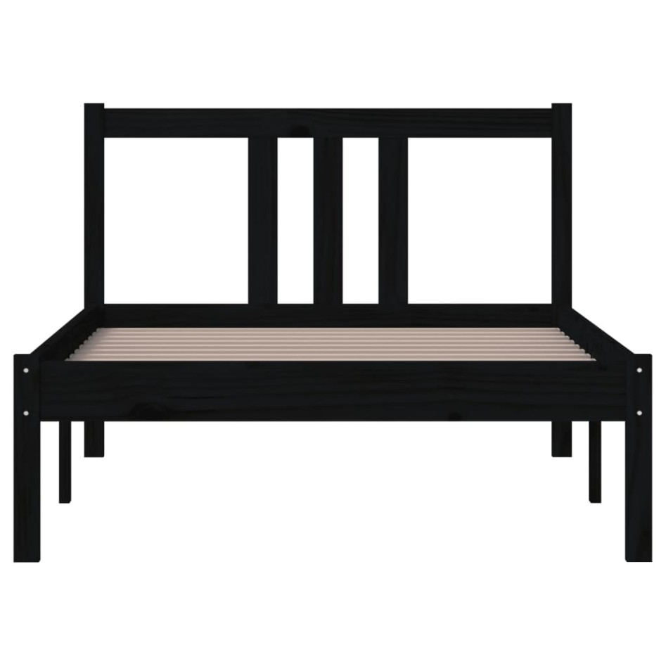 Estructura de cama sin colchón madera maciza negro 90x200