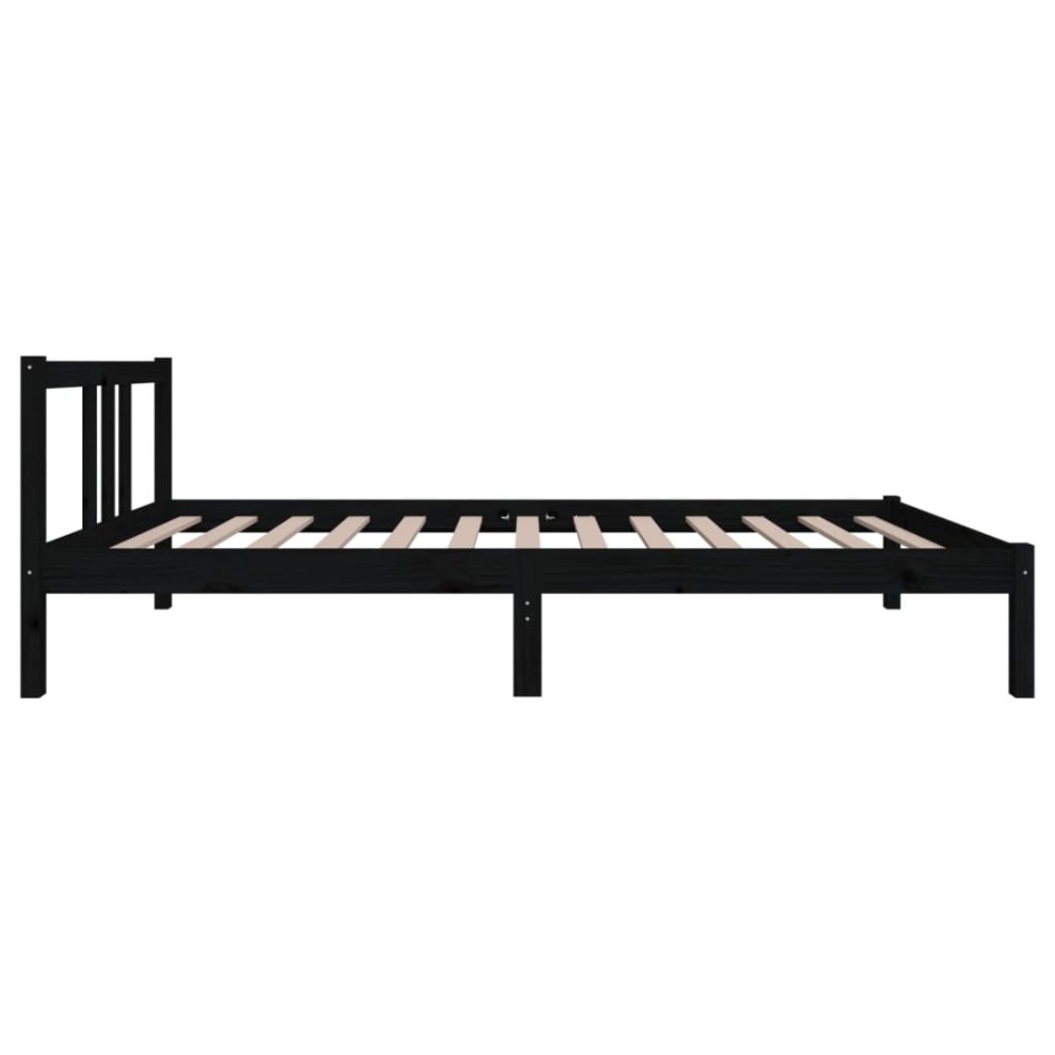 Estructura de cama sin colchón madera maciza negro 90x200