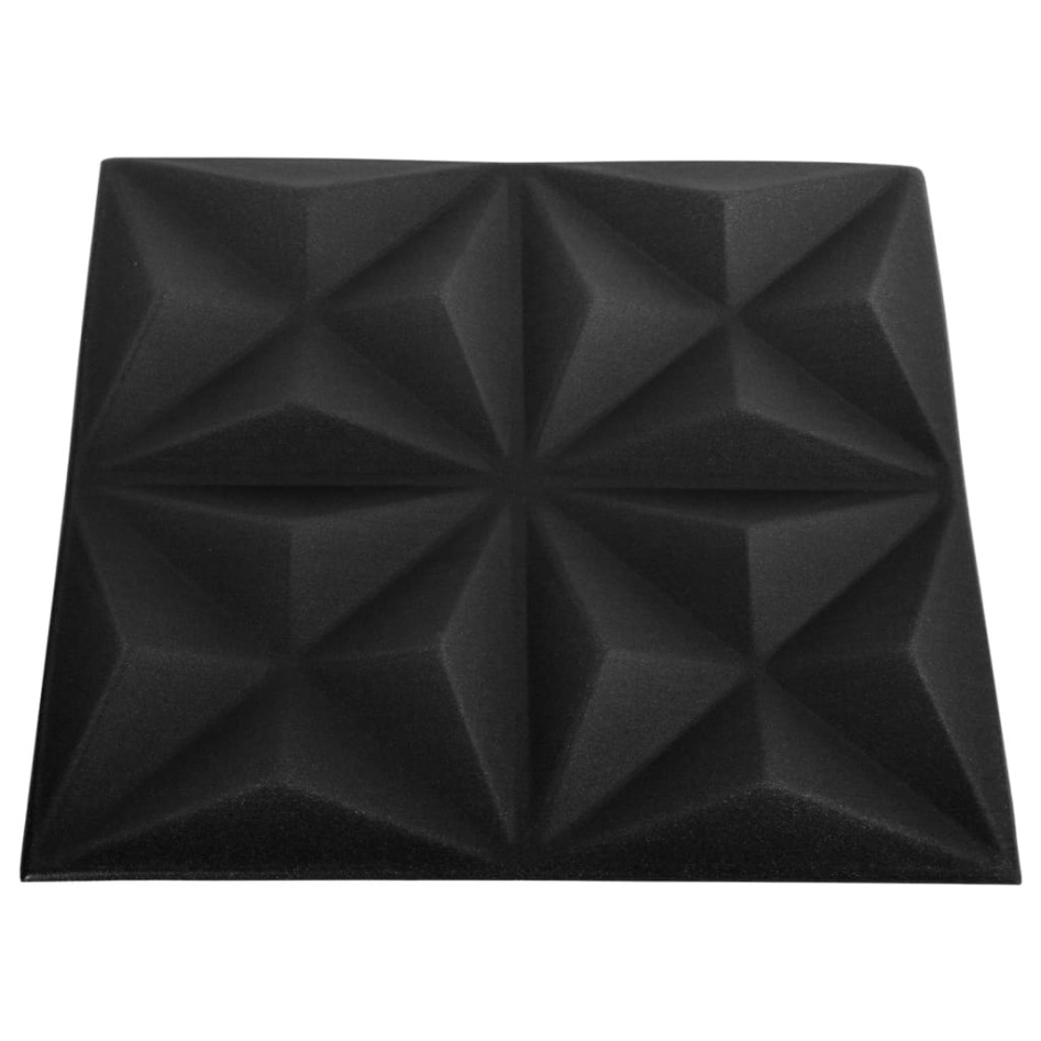 Paneles de pared 3D 12 unidades negro origami 3 m² 50x50