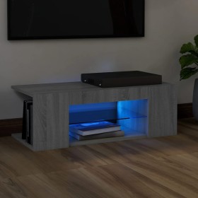 Mueble de TV con luces LED gris Sonoma 90x39x30