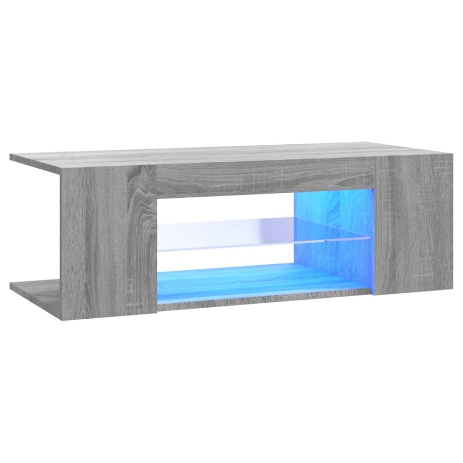 Mueble de TV con luces LED gris Sonoma 90x39x30