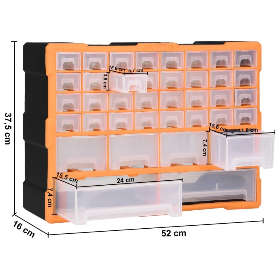 Organizador multicajones con 38 cajones 52x16x37,5