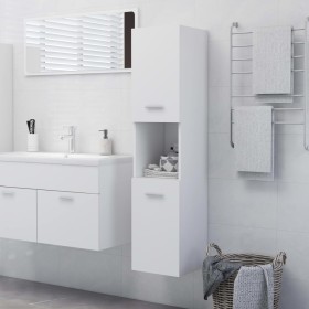 Armario de baño madera contrachapada blanco 30x30x130