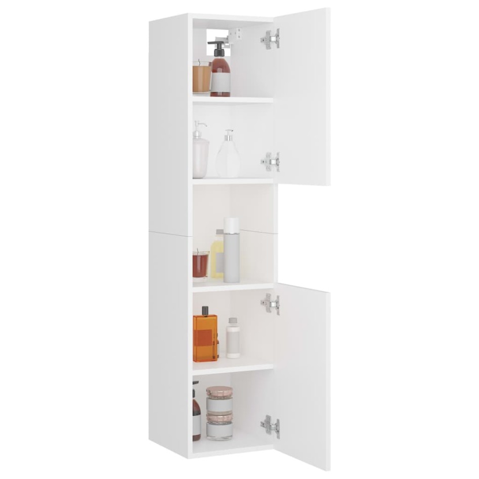 Armario de baño madera contrachapada blanco 30x30x130