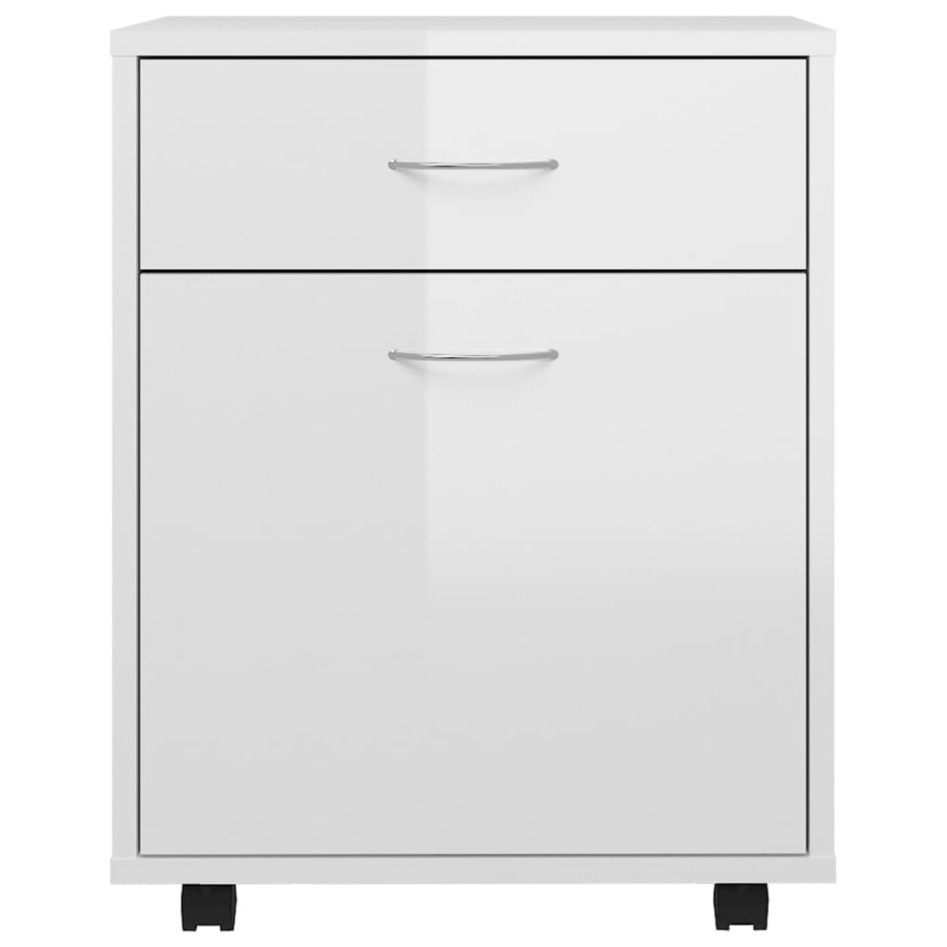 Armario ruedas madera contrachapada blanco brillante