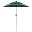 Sombrilla de jardín de 3 niveles con palo de aluminio verde 2 m