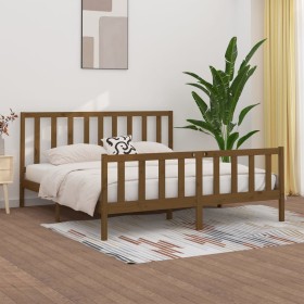 Estructura de cama madera maciza marrón miel 200x200