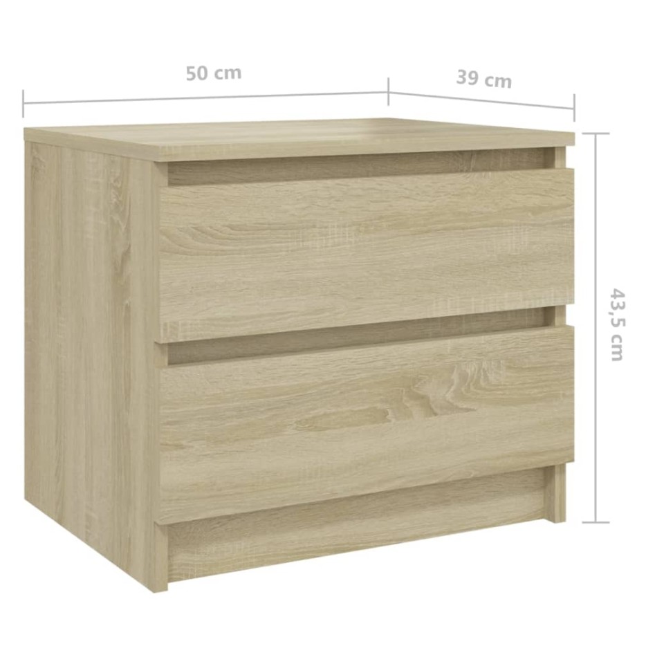 Mesita de noche madera contrachapada roble Sonoma 50x39x43,5