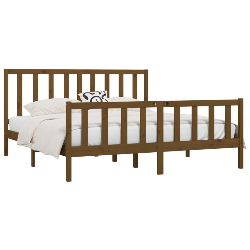 Estructura de cama madera maciza marrón miel 200x200