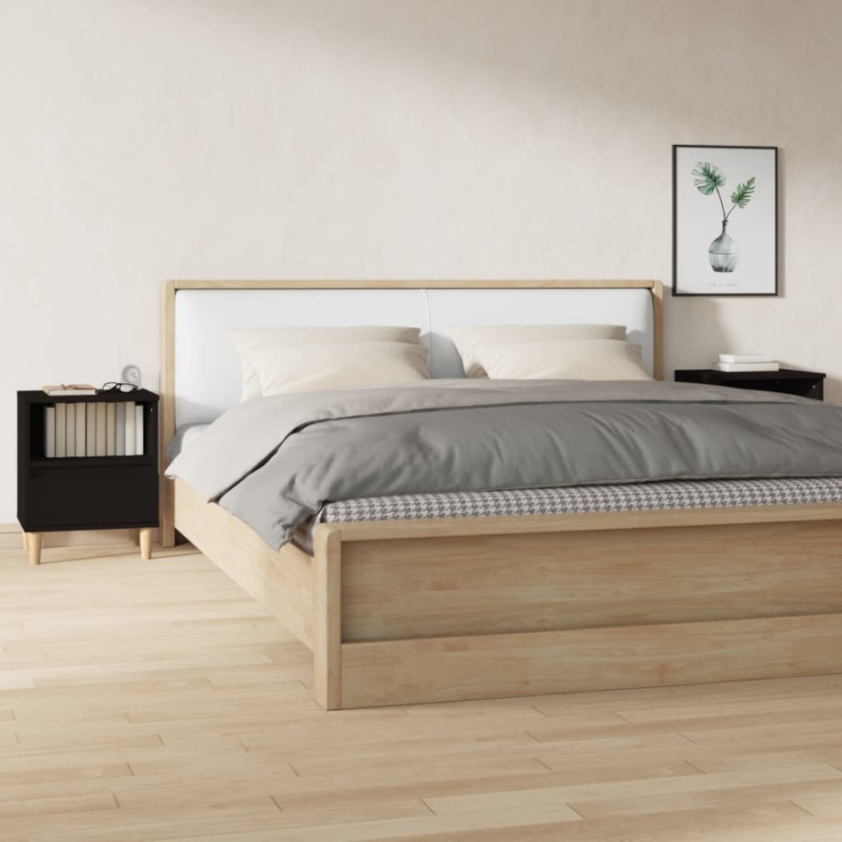 Mesitas de noche 2 unidades negro 40x35x50