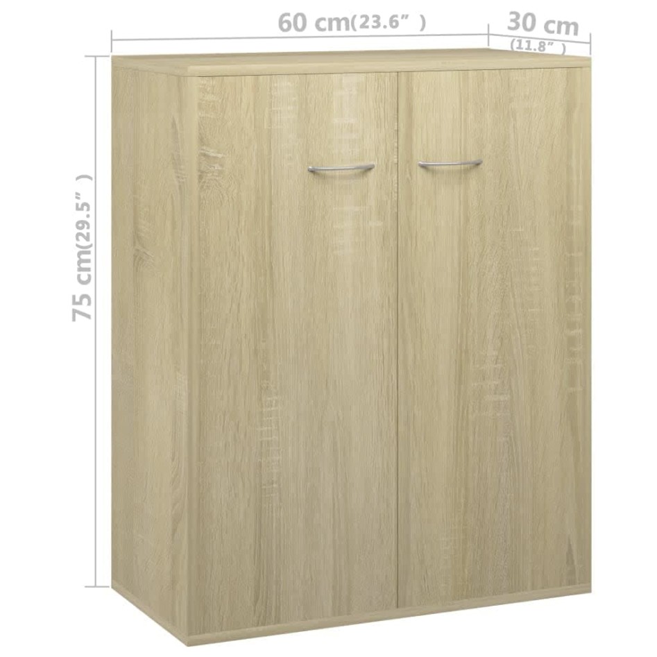 Aparador de madera contrachapada color roble Sonoma 60x30x75