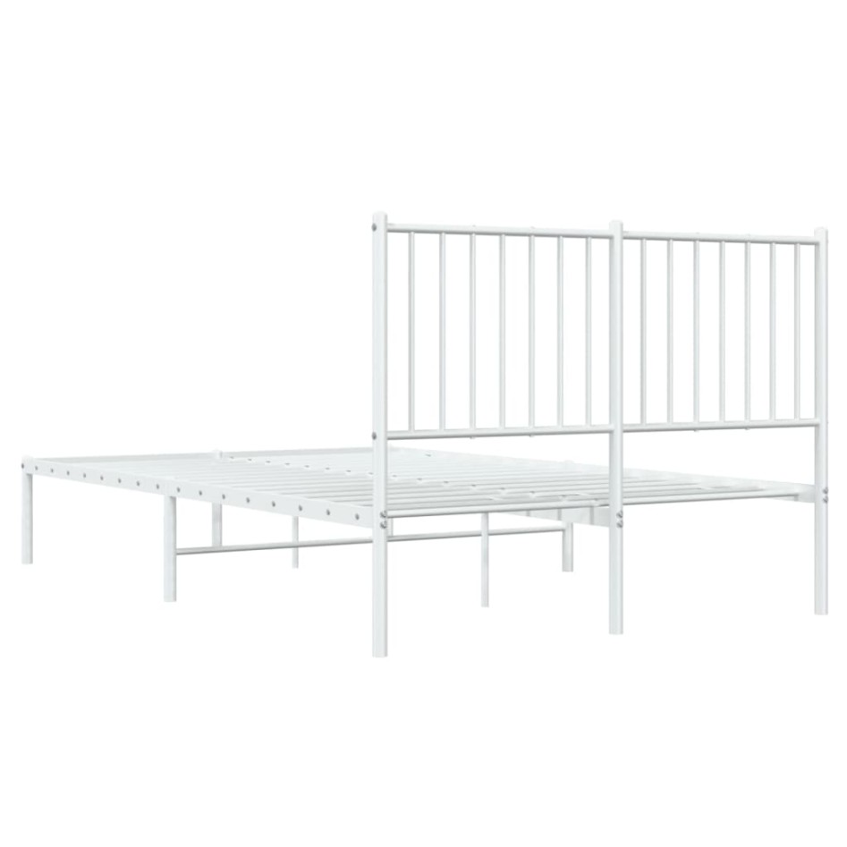 Estructura cama sin colchón con cabecero metal blanco