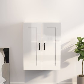 Armario de pared colgante blanco brillante 69,5x32,5x90