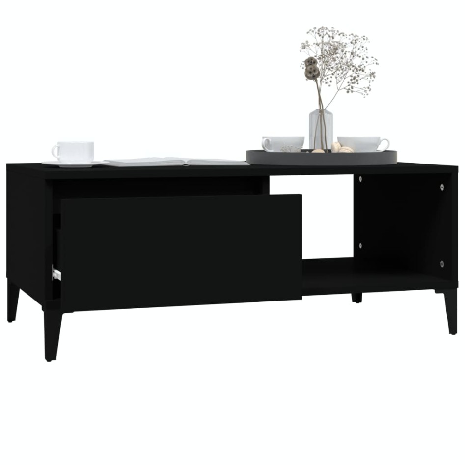 Mesa de centro madera contrachapada negro 90x50x36,5