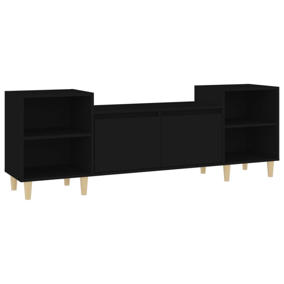 Mueble para TV madera contrachapada negro 160x35x55
