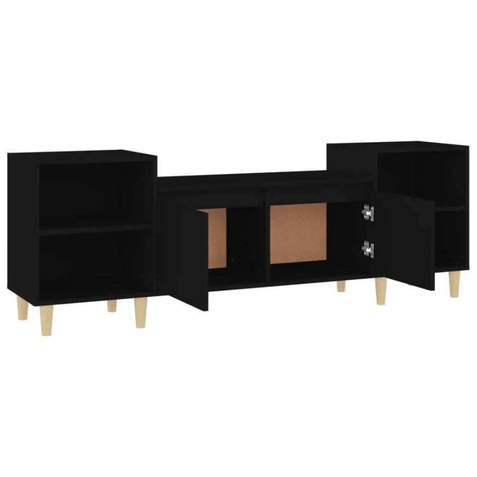 Mueble para TV madera contrachapada negro 160x35x55