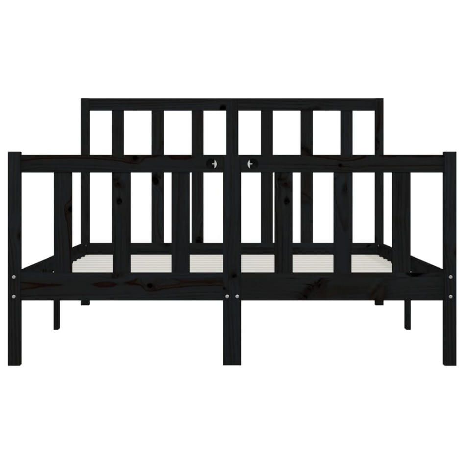 Estructura de cama de madera maciza negra 140x200