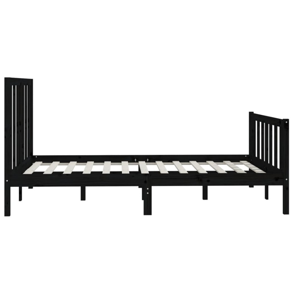 Estructura de cama de madera maciza negra 140x200