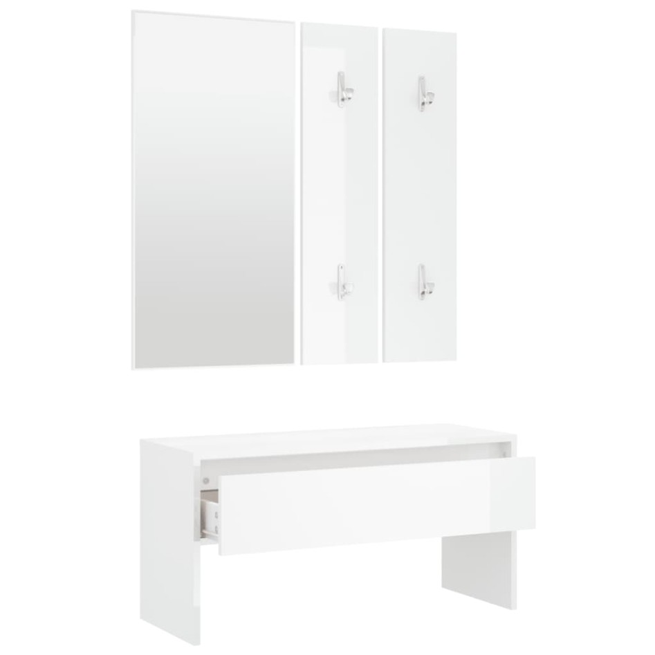 Set de muebles de recibidor madera contrachapada blanco