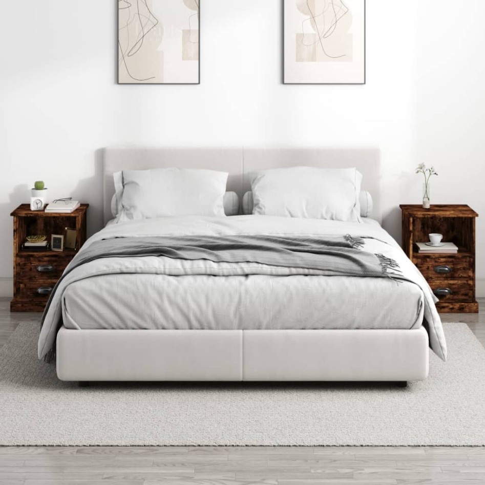 Mesitas de noche 2 unidades color roble ahumado 43x36x60