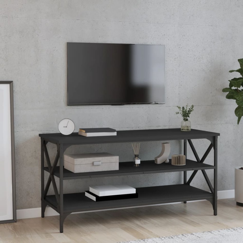 Mueble para TV madera contrachapada negro 100x40x50
