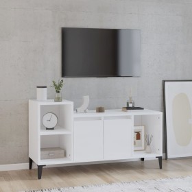 Mueble de TV madera contrachapada blanco brillo 100x35x55
