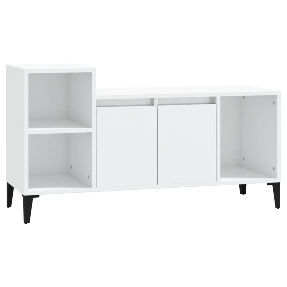 Mueble de TV madera contrachapada blanco brillo 100x35x55