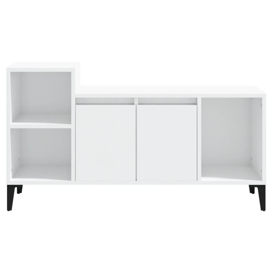Mueble de TV madera contrachapada blanco brillo 100x35x55
