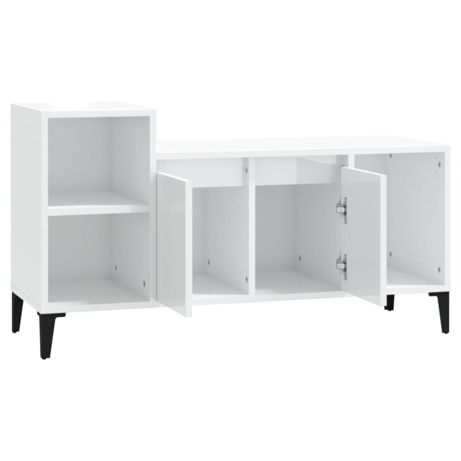 Mueble de TV madera contrachapada blanco brillo 100x35x55