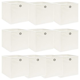 Cajas de almacenaje 10 uds tela blanco 32x32x32