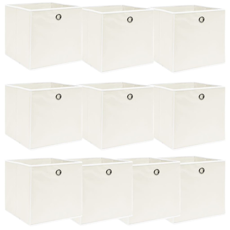 Cajas de almacenaje 10 uds tela blanco 32x32x32