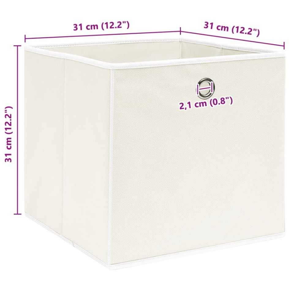 Cajas de almacenaje 10 uds tela blanco 32x32x32