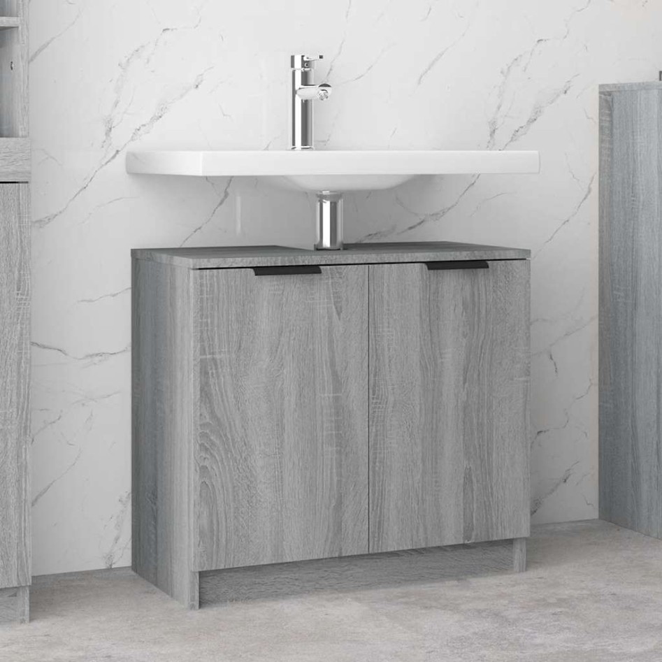 Armario de baño madera contrachapada gris Sonoma