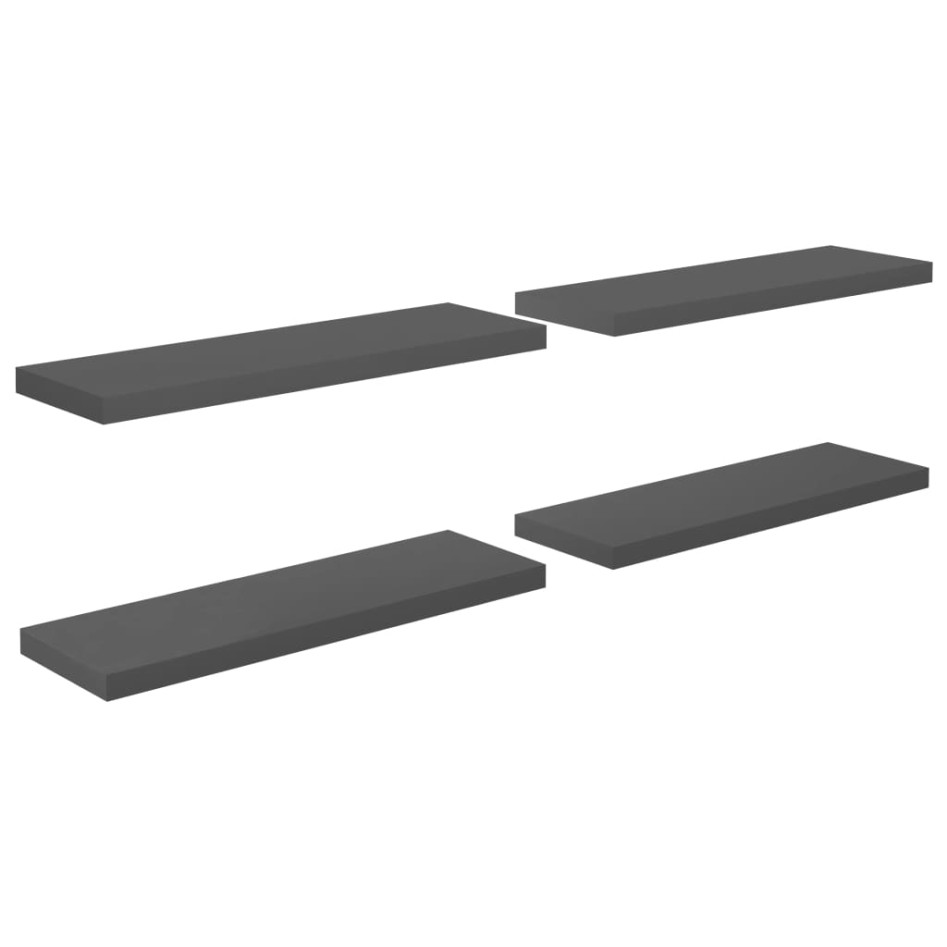 Estante flotante de pared 4 uds MDF gris brillo 80x23,5x3,8