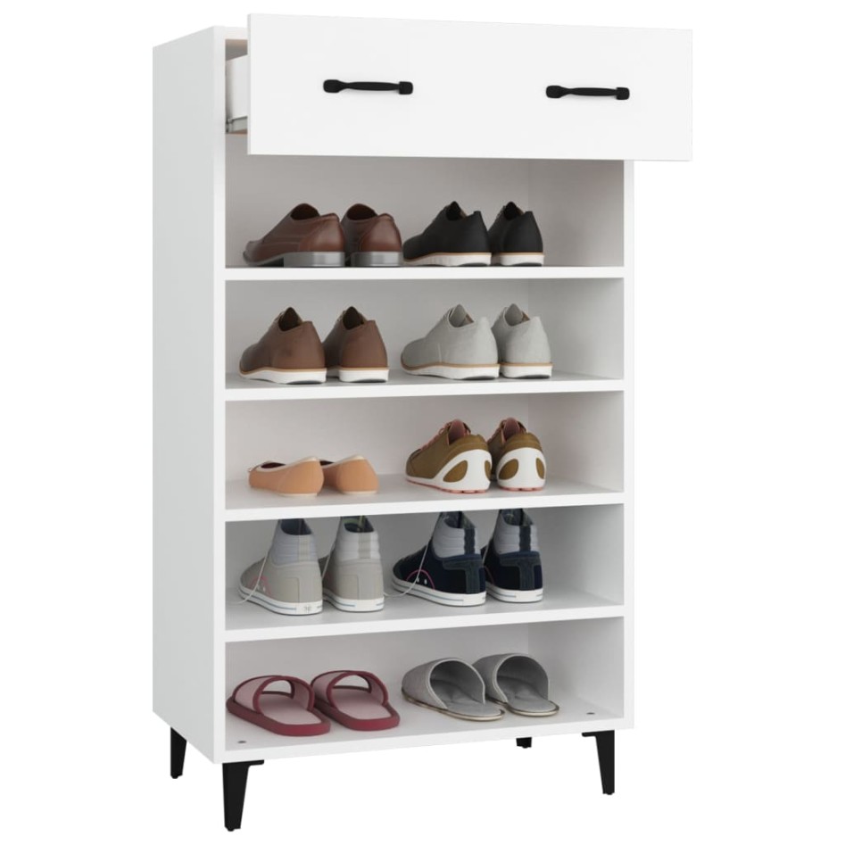 Mueble zapatero de madera contrachapada blanco 60x35x105