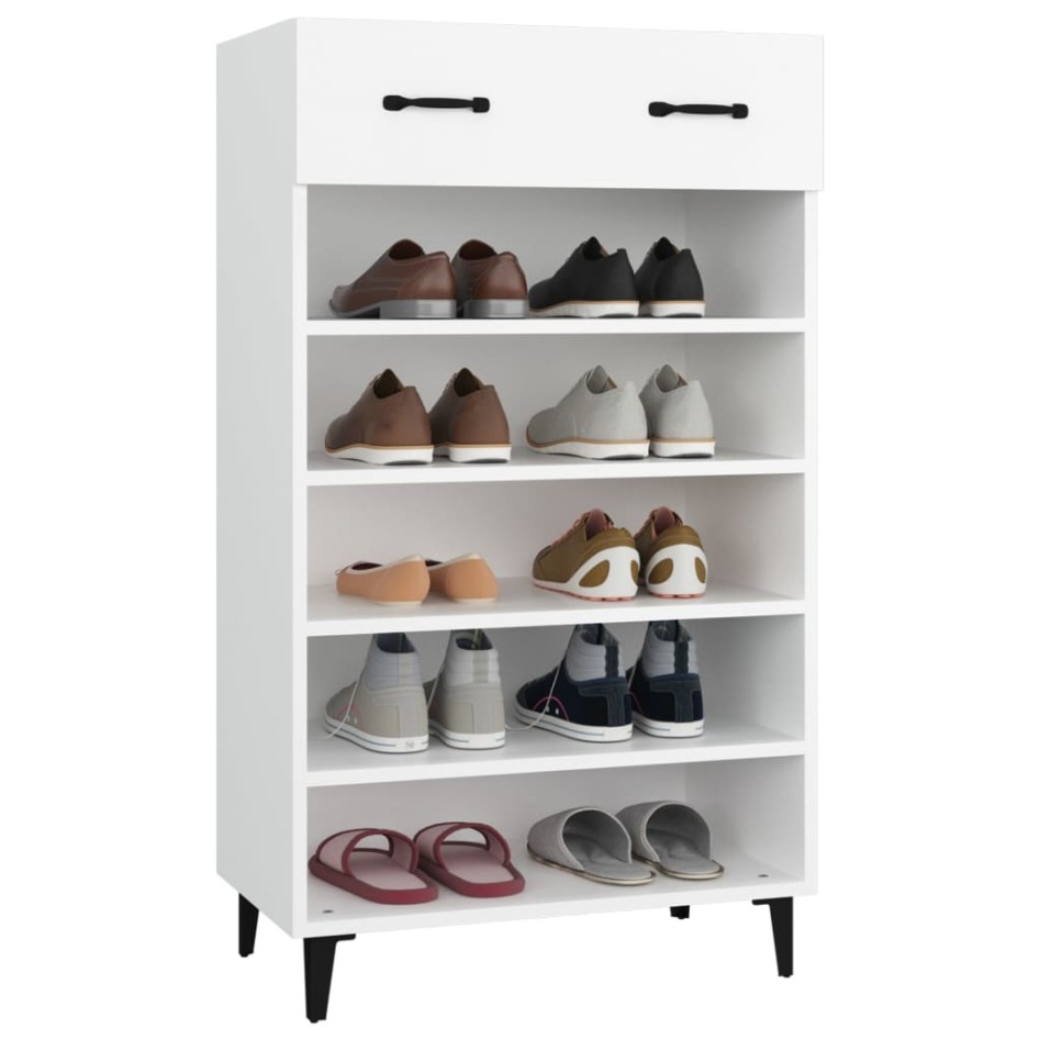Mueble zapatero de madera contrachapada blanco 60x35x105