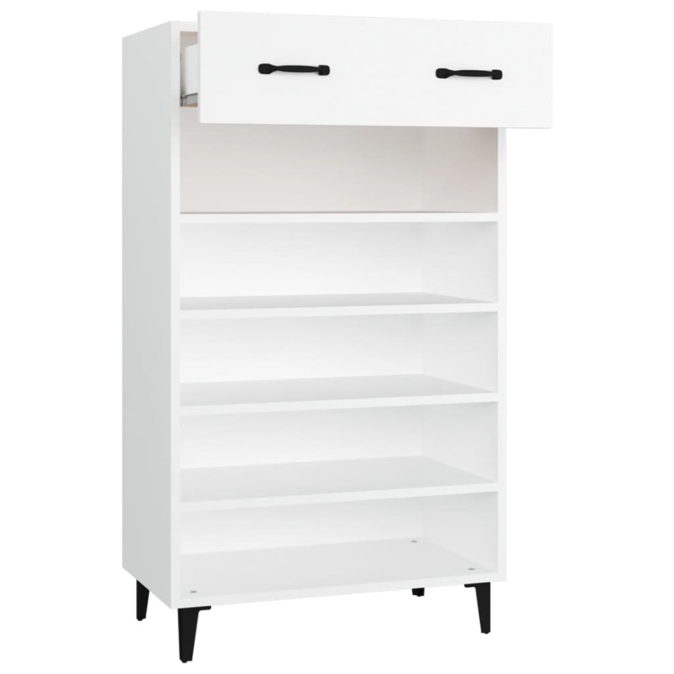 Mueble zapatero de madera contrachapada blanco 60x35x105