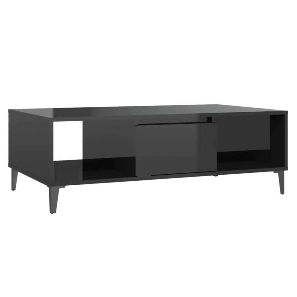 Mesa de centro madera contrachapada negro brillo