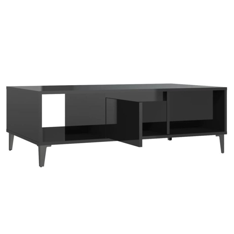 Mesa de centro madera contrachapada negro brillo