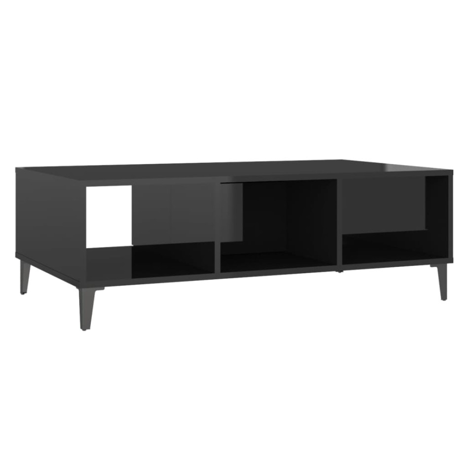 Mesa de centro madera contrachapada negro brillo