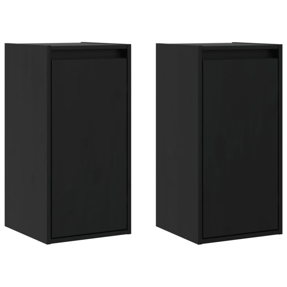 Armarios de pared 2 uds madera maciza de pino negro 30x30x60