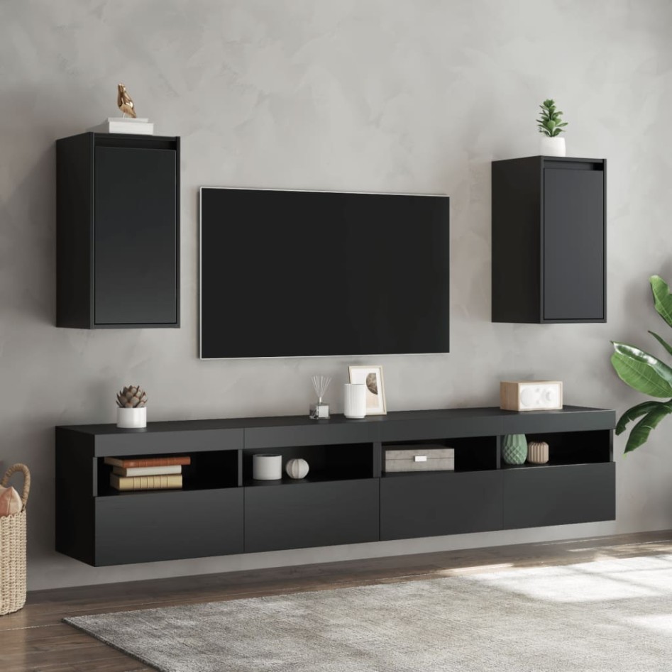 Armarios de pared 2 uds madera maciza de pino negro 30x30x60